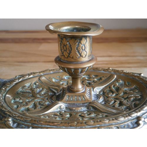 Beautiful Vintage Base Metal & Brass Chamber Stick Candle Holder