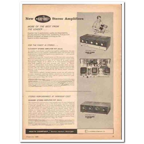 HEATH COMPANY 1960 Heathkit SA-2 SA-3 Stereo Amplifiers vintage ad