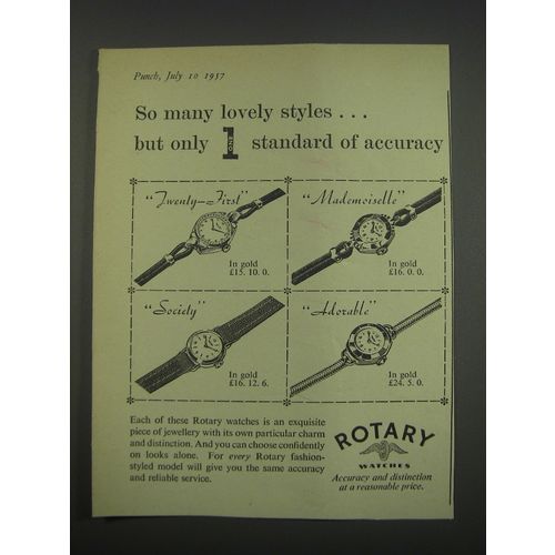 1957 Rotary Watches Ad - Twenty-First, Mademoiselle, Society, Adorable