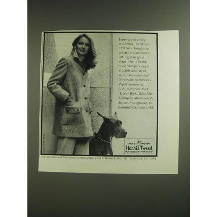 1974 Harris Tweed Tar-Shire's Coat Ad - Topping everything this spring