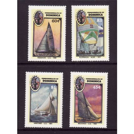 DOMINICA 1987 AMERICAS CUP YACHTING SET 4 VALS U/M MINT#2