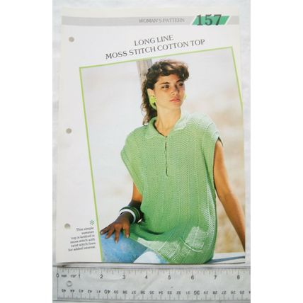 Woman's pattern 157 long line moss stitch cotton top