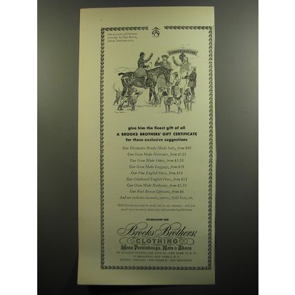 1952 Brooks Brothers Gift Certificate Ad - Give him the finest gift of all