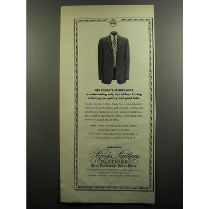 1952 Brooks Brothers Boys Shop Advertisement - For today's schoolboys