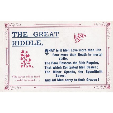 Miser Spendthrift Shopaholic To The Grave Poem Songcard Old Postcard