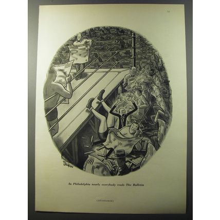 1953 The Bulletin Newspaper Ad - cartoon by Richard Decker - Boxing Ring