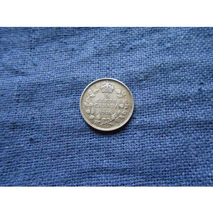 1916 Scarce .925 Silver CANADA 5 CENTS COIN.