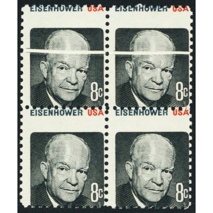 1394, Mint NH 8¢ Preprinting Paper Fold And Misperf Error Block - Stuart Katz