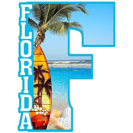 Florida Surf and Sea Shells Capital F Collage Fridge Magnet