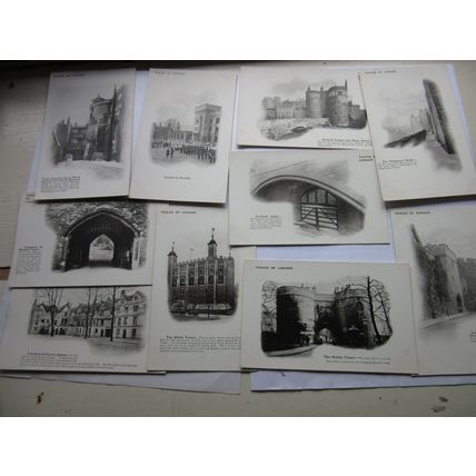 11 x TOWER OF LONDON. unused antique postcards. by Gale & Polden all vgc. =