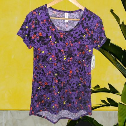 LLR Classic T XS Purple Dark Floral NWT