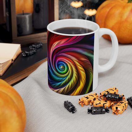 Fusion of Bright Rainbow Swirls in Motion #13 Ceramic Coffee Mug 11oz