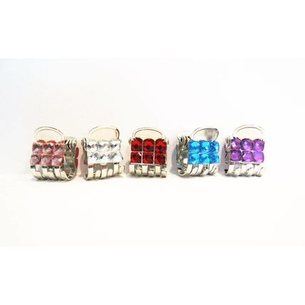 Tiny mini silver metal hair claw clip with rhinestones your color choice (set