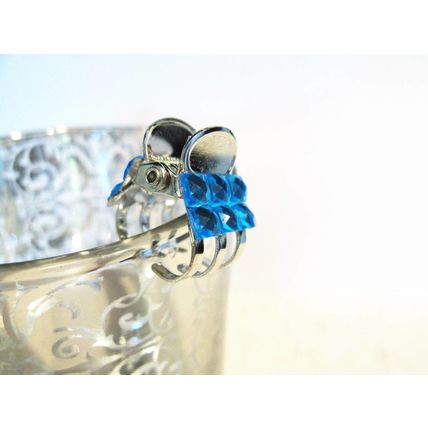 Tiny mini silver metal hair claw clip with rhinestones your color choice (set