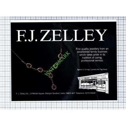 F J Zelley Jewellers Bishop's Stortford Hertfordshire Advert - 1988 Cutting