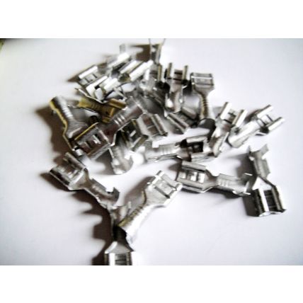 Female Spade Terminals, Pack of 25, Solder or Crimp ¼ Inch (6.6mm) New Old Stock