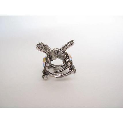 Small mini silver metal antique style crystal hair claw clip bridal clip