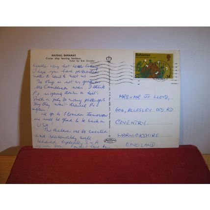 CRUISE SHIP, HARBOUR, NASSAU, BAHAMAS, WEST INDIES used postcard 1974 pm =