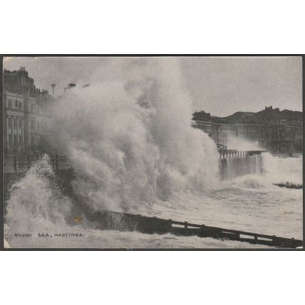 Rough Sea, Hastings, Sussex, 1920 - Shoesmith & Etheridge Postcard