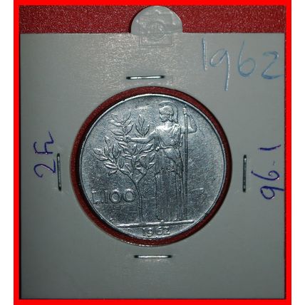 GODDESS MINERVA (1954-1989): ITALY★ 100 LIRAS 1962R! HOLDER★LOW START★NO RESERVE
