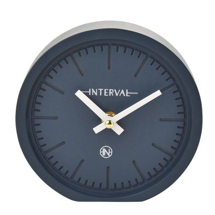 Navy Cement Effect Desk Clock 15 CM White Hands Home Decor Timekeeping Gift