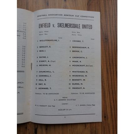 1967 FA Amateur Cup Final Replay Programme - Enfield vs Skelmersdale Utd
