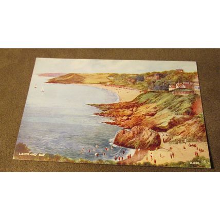 Valentines Art Colour Postcard - Langland Bay, Gower - 1156 Artist Trick