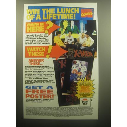 1993 Pizza Hut Restaurant Ad - Win the lunch of a lifetime! Marvel Comics