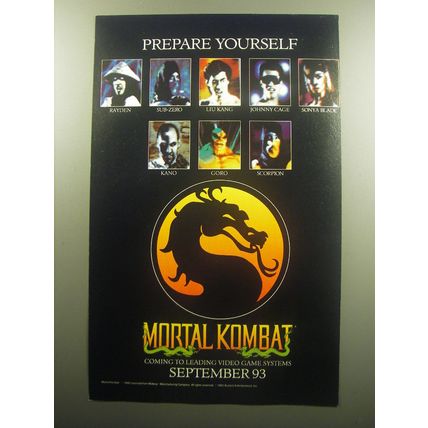 1993 Mortal Kombat Video Game Advertisement - Prepare yourself