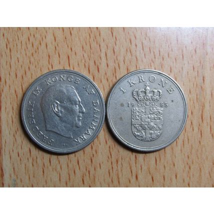 Denmark 1965 1 Krone Coin