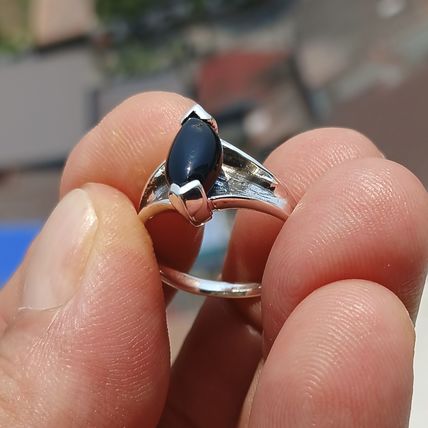 Minimalist Black Onyx silver Ring, Sterling Silver Ring, Gift, black Onyx stone
