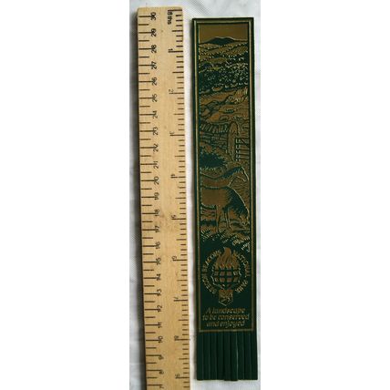 Vintage: green leather bookmark - Brecon Beacons National Park