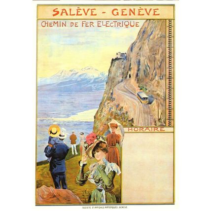 Saleve Geneve Electric Railway Switzerland Horaire 1906 Poster Postcard