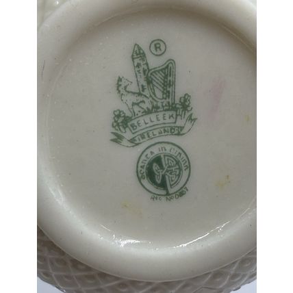 Vintage Belleek Pink Thistle Teacup & Saucer Irish Porcelain Demitasse 1980 Set