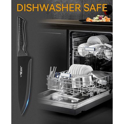 Knife Set, 15 Pcs Kitchen Knife Set with Block Self Sharpening, Dishwasher Safe,