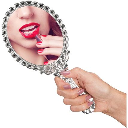BAOZOON Vintage Hand Mirror with Handle - Cute Cosmetic Handheld Mirror Vanity M