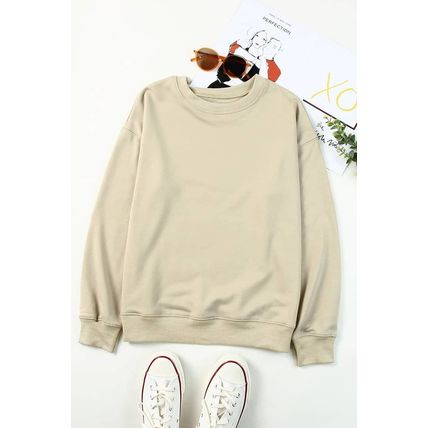 Khaki Fall Vibe Pumpkin Print Round Neck Sweatshirt