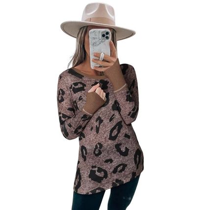 Brown Leopard Spling Thumbhole Long Sleeve Top