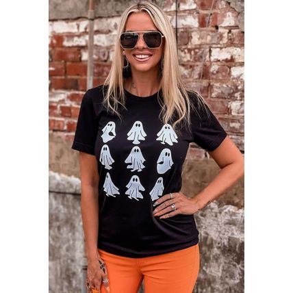 Black Halloween Ghost Graphic Tee