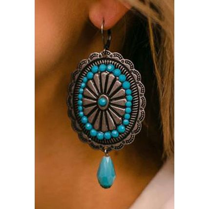 Sea Green Western Retro Turquoise Dangle Earrings