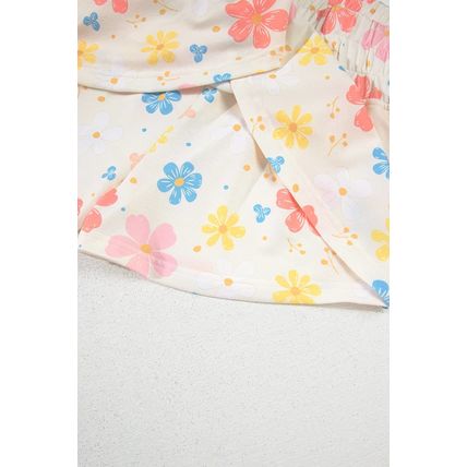 Apricot Floral Print Crop Top Wide Leg Short Set