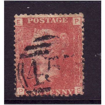 GREAT BRITAIN 1858-79 QV SG44 1d RED BROWN PLATE 110 LETTERED PE USED
