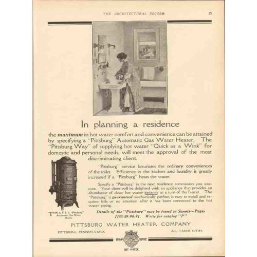 pittsburg water heater company 1913 in planning a residence vintage ad