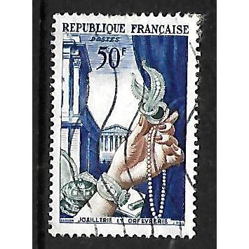 FRANCE 1953 GOLD PLATE & JEWELLERY 50F BRN TURQ BLUE SG 1169 FINE USED #4