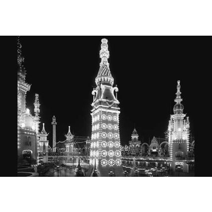 Luna Park at Night in Coney Island 12 x 18 Poster