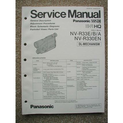 Panasonic NV-R33E / B / A , NV-R330EN Original Service manual