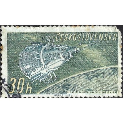 CZECHOSLOVAKIA, SPACE, Sputnik III, blue-yellow 1961, 30h