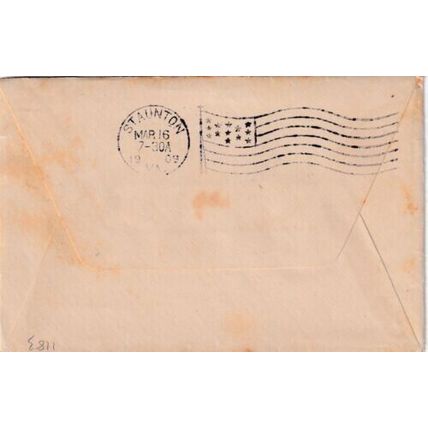 United States 1909 San Antonio TEX-Staunton TEX Cover VGC San Antonio cancel VGC
