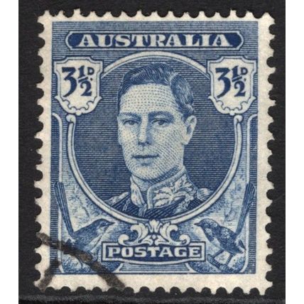 AUSTRALIA 1942/50: KING GEORGE VI DEFINITIVES - 3½d BLUE USED (G1)