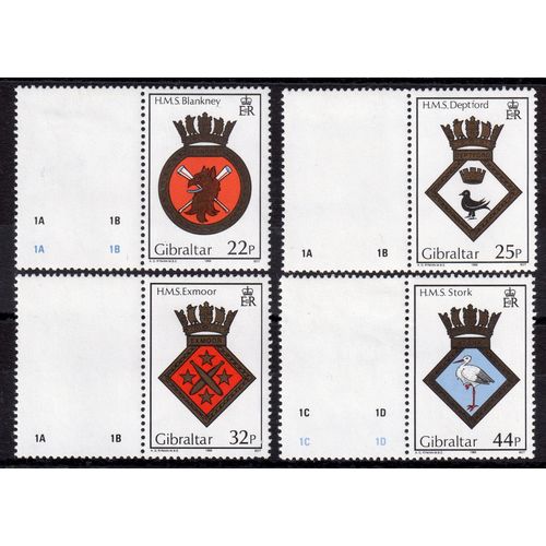 GIBRALTAR 1989 Sg616 - Sg619 Naval Crests unmounted mint (G152)